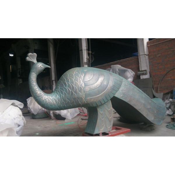 Peacock Metal Animal Sculptures Large Outdoor Garden Statues Pool Decoration
