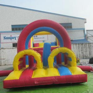 Tarpaulin Inflatable Obstacle Course 14*3.5*3.5m Wear Resistant 1 Year Warranty