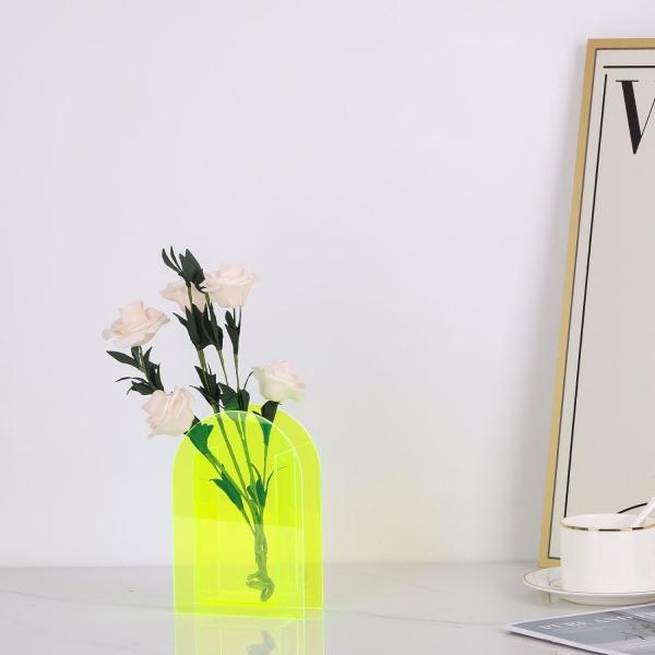 U Shape Bending Rainbow color Flower Acrylic Vase For Home Decor Or Wedding Table