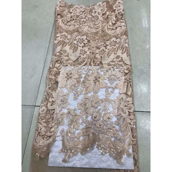Shiny Sequin Embroidered Floral Beaded Bridal Lace Fabric Light And Transparent Texture