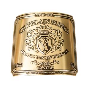 Waterproof Eco-friendly 3D Metal Relief Luxury Metal Wine Label Manufactured by