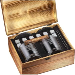 Luxury Wooden Cocktail Box Kit Thanksgiving Whiskey Glass And Stone Set