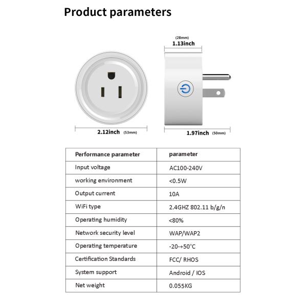 US Plug WIFI Smart Socket 16A Adapter Smart Life Tuya Wifi Plug Socket