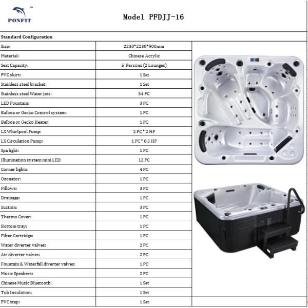 5 Person Whirlpool Soaking Tub 2230*2230*900mm With TV Fountain LED Lights