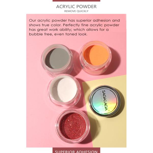 Beauty Nail 3D French Manicure SAGALAGA Clear Acrylic Powder for Acrylic Nail Extension in Transparent Formula