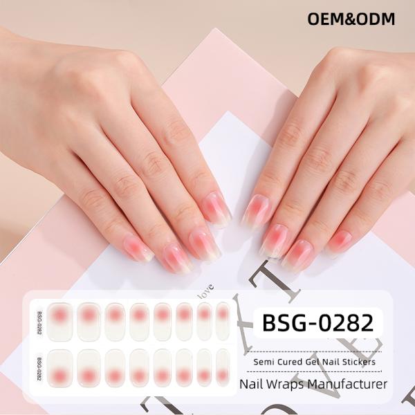 Exclusive design bronzing line flower bow snowflake light transparent Uv Polish Gel Strips Semi Cured Nail Wraps Sticker