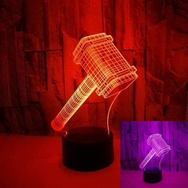 Buy Amazon Hammer custom OEM picture logo 3D led night light movie Quake visual light creative gift table lamp at wholesale prices