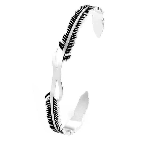 Fashion feather titanium steel bracelet female C-shaped open stainless steel jewelry cross-border gift wholesale