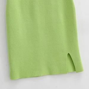 Fashionable Style Polo Neck Buttock Skirt Open Knit Short Dress For Women