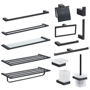 Black Luxury Bathroom Hardware Accessories Towel Bar Sets