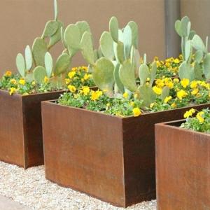Customized Outdoor Large Planter Box Rectangular Corten Steel Flower Pots