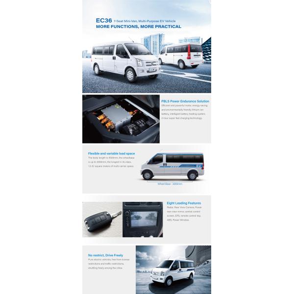 Electric Cars DFSK EC36 Cargo Truck 60V 2000W 4 Wheels / Mini Electric Pickup Truck