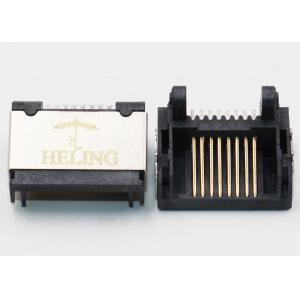 Single Port Shielded SMT RJ45 Connector R / A 50 U" Gold Plating Contact