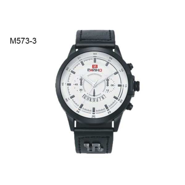 Analog Display Men's Quartz Watch Chronograph Date Leather Band Wristwatch M573