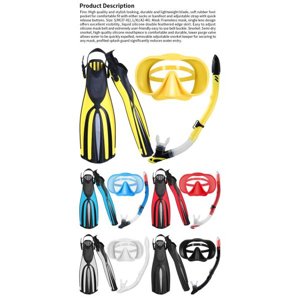 Sportswear Snorkel Mask Set Diving Fins Flipper Gear Set For Scuba Diving