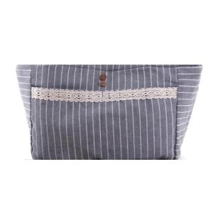 Gray Strip Insulated Cooler Lunch Bag with Drawstring Inside