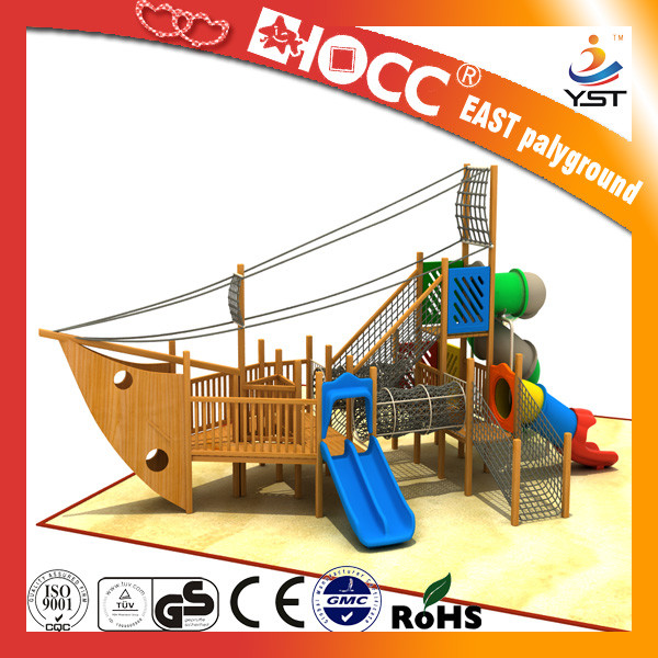 Buy Amusement Park Kids Wooden Pirate Ship , Wooden Outdoor Play Equipment at wholesale prices
