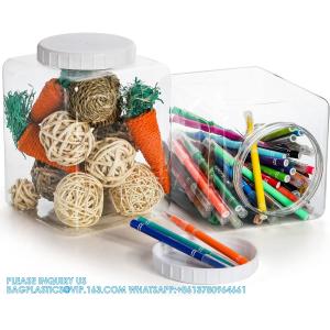 Plastic Jars, Plastic Gallon Containers With Lids, Large Square Plastic Food