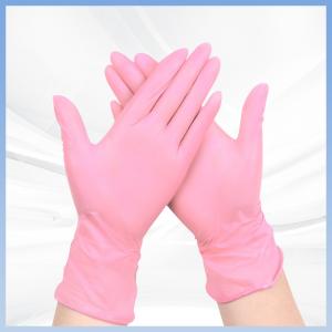Soft Pink Disposable Synthetic Nitrile Gloves 9 Inches Length