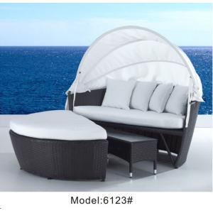 Patio furniture rattan wicker daybed with ottoman & coffee table ---6123