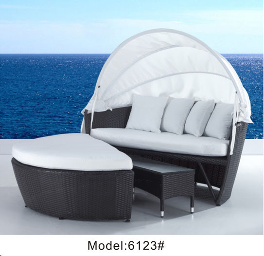 Buy Patio furniture rattan wicker daybed with ottoman & coffee table ---6123 at wholesale prices