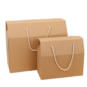 Custom Packaging Recycled Kraft Paper Box With Rope Handle Environmental and