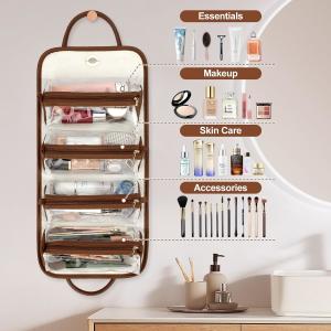 DuPont Travel Folding Storage Cosmetic Bag, pu lether Travel Makeup Organizer