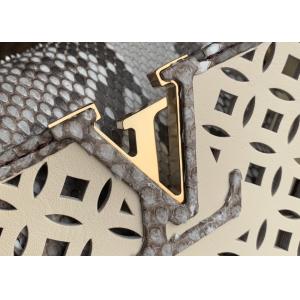 Hollow Out Womens Luxury Handbag , Snakeskin Off White Crossbody Bag