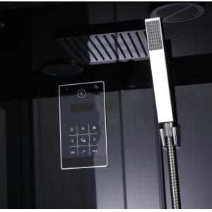Square Bathroom Shower Cabins Grey Acrylic ABS Tray Black aluminium