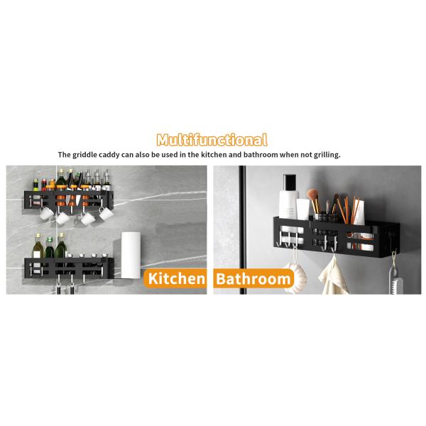 Griddle Caddy for Blackstone 28"/36"/22"/17" Griddles Prep Cart BBQ Grill Accessories Storage Box Tool Holder Paper Towel Holder