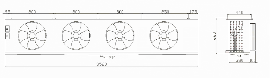 Industrial Air Cooler with 32000W Cooling Capacity R22/R134a/R404a Refrigerant and 380V/3Ph/50Hz Voltage