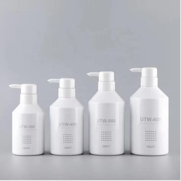 Refillable Sloping Shoulder Cosmetic Spray Bottles Shower Gel Shampoo Plastic Bottle 350ml 500ml