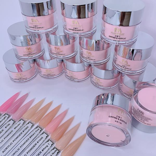 Custom Logo 1oz Nail Supplies 60 Colors in Stock Nude Pink Color Powder Dipping Acrylic Powder for Nail Art
