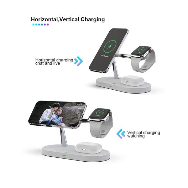 3W Earphone Charging 5-in-1 Magnetic Wireless Charger with USB Output CE/FCC/RoHS Approved