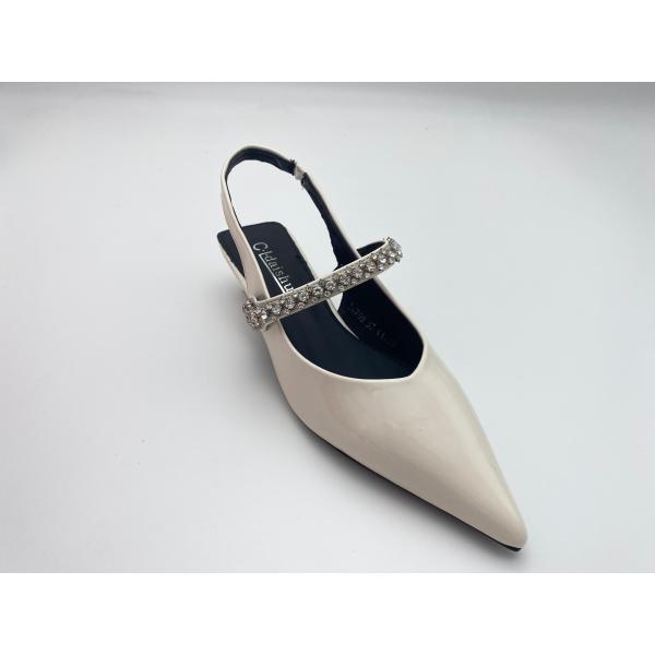 Women fashion white pointy rhine-drill stiletto heels in summer