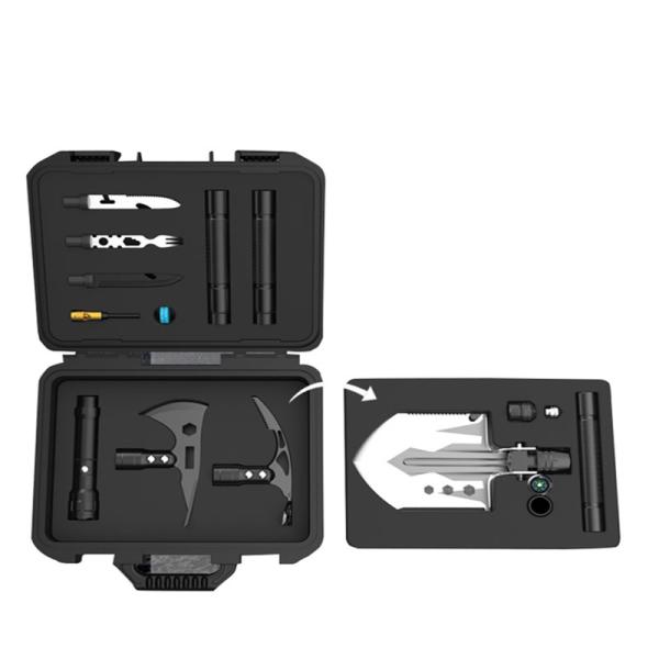 Buy Shovel Head Camping Tool Kit , Aluminum Alloy Survival Tool Box at wholesale prices