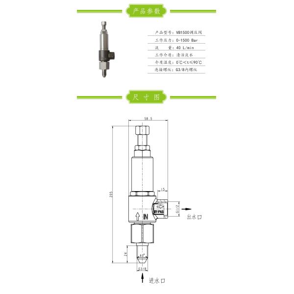 FLOWGUARD unloader valve VB1500 0-1500bar 40LPM