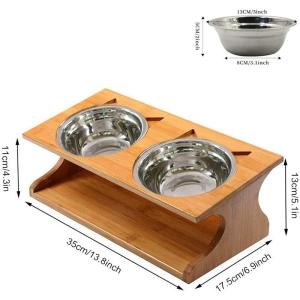 Non-folding Rack Height Adjustable Raised Bamboo Sublimation Dog Bowls Pet