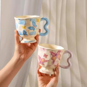 China Butterfly Ceramic Mug with USB Heating Base 300ml on sale