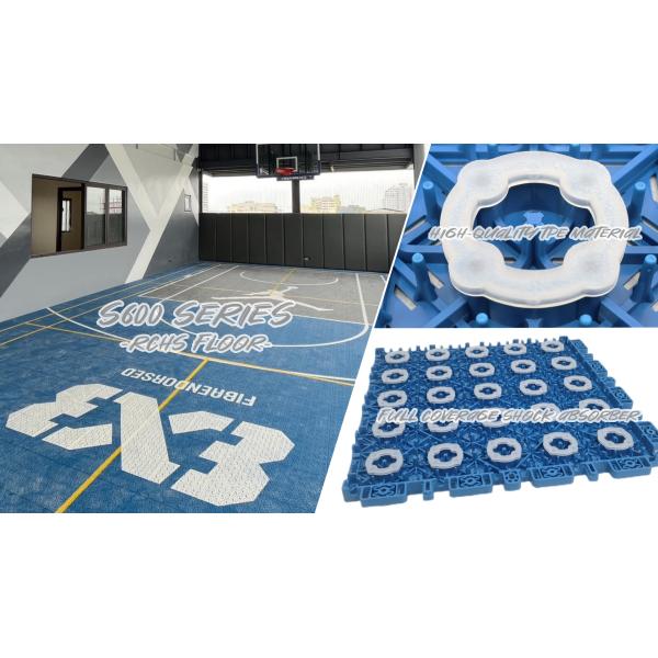 Interlocking PP Sports Tiles for Basketball Courts 250x250mm