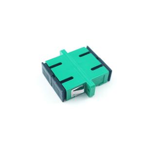 Quality SC APC Dustproof Duplex Coupler with Eared 2 Port Green Optical Fiber Active Connection for sale