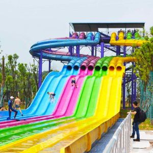 China Water Theme Park Colorful Big Racing Water Slide for Sale on sale