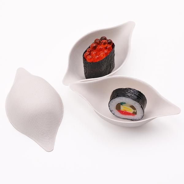 Biodegradable sugarcane Lemon Shape mini tableware fruit dish disposable bagasse paper dish salad sauces tray