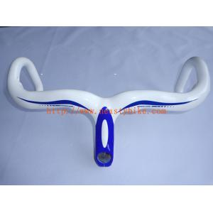 Quality HB-NT13 Full Carbon White+Blue Road Bike/Bicycle Handlebar with integrated Stem for sale