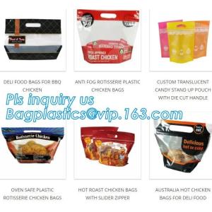 Fresh Chicken Packing Bag, standing up hot roast chicken bag with handle,