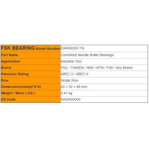 Combined ZARN2052 TN ZARN2062 TN Needle Roller Bearings Wear Resistant