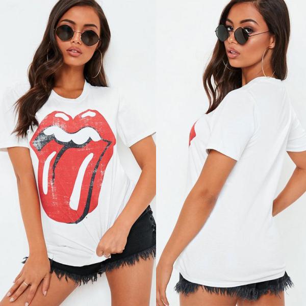 Buy White Rolling Stones Licked Graphic T Shirt Women Clothing at wholesale prices