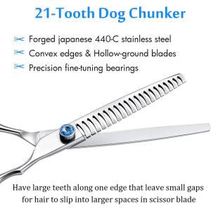 Ergonomic Fishbone Teeth Pet Hair Cutting Grooming Thinning Shears