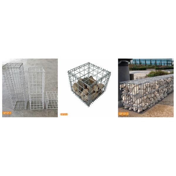 75*75mm Hole Size Galvanized Welded Gabion Box With Stones For Garden