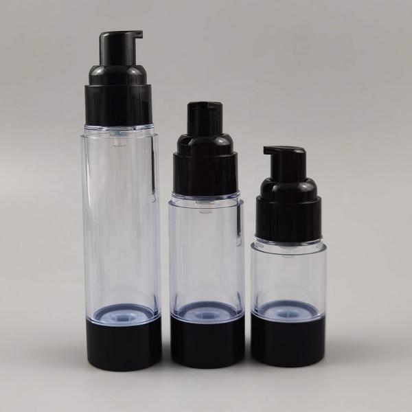 Logo Customized 50ml Black Airless Plastic Bottles For Lotion Silm And Sleek